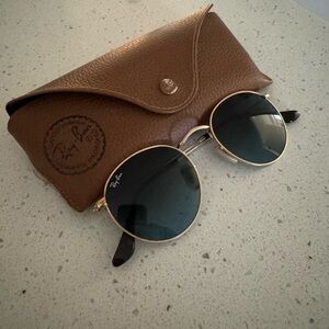 Ray-Ban Gold Frame Sunglasses with Black Lenses